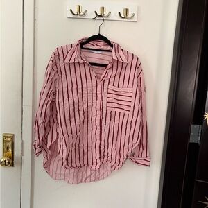 Petal & Pup Pink and Burgundy Striped Shirt